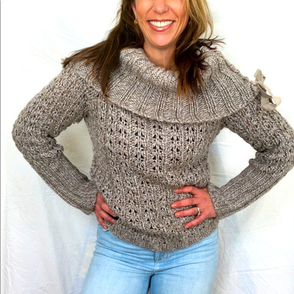 Yansi Fugel Sweaters - Yansi Fugel Cozy Cowl Ribboned Sweater for Women